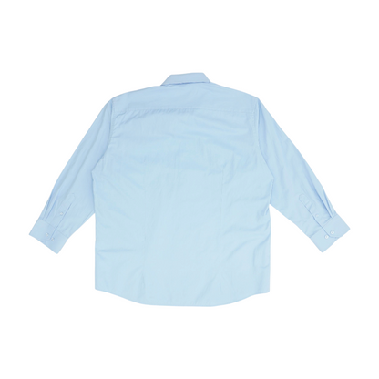 Blue Solid Long Sleeve Button Down