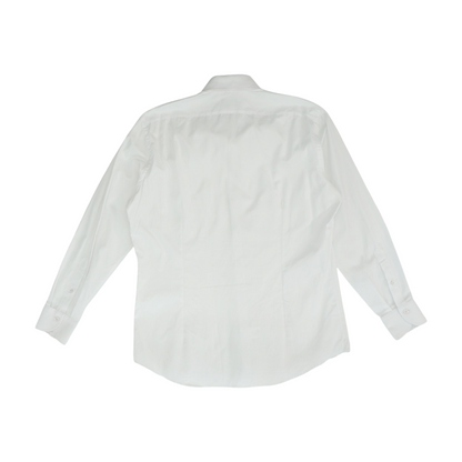 White Solid Long Sleeve Button Down