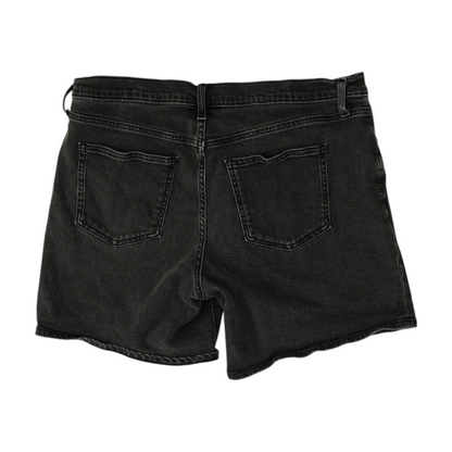 Black Solid Denim Shorts