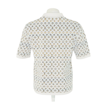 White Python Effect Gold Monogram Polo