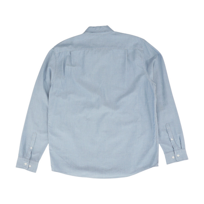 Blue Solid Long Sleeve Button Down