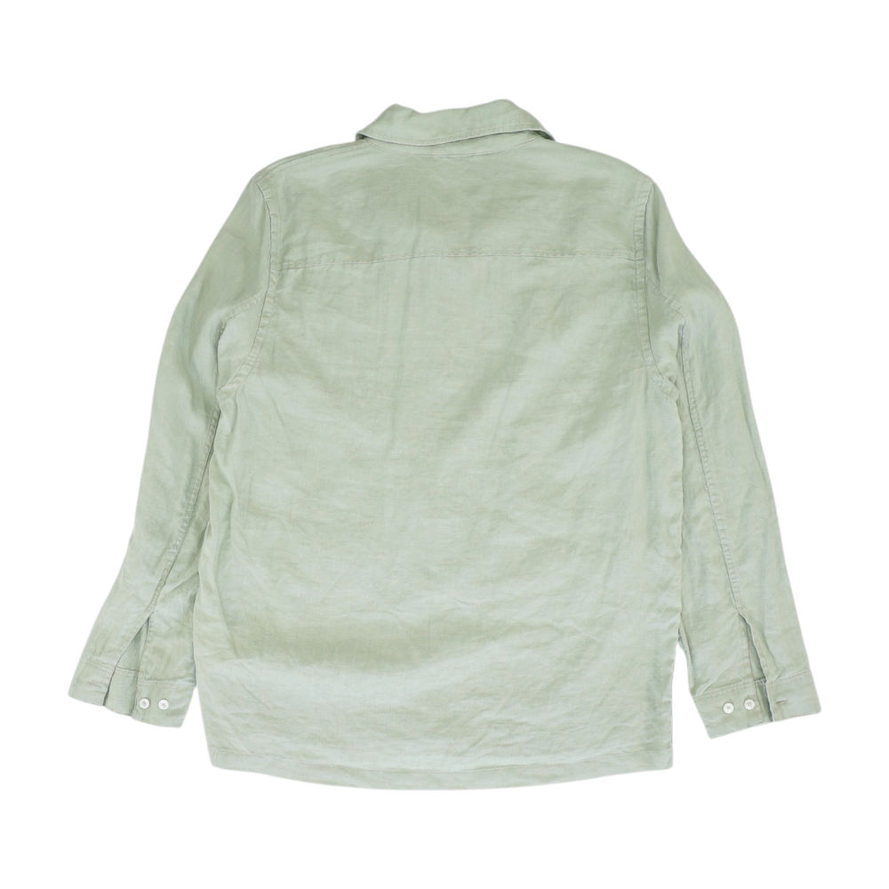 Green Solid Long Sleeve Button Down
