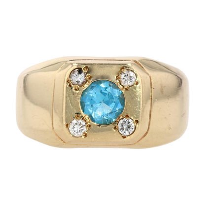14K Yellow Gold Blue Stone Fashion Ring