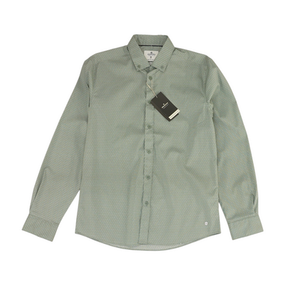 Green Print Long Sleeve Button Down