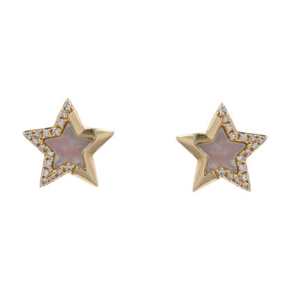 Effy 14K Gold Mother Of Pearl And Diamond Accented Star Stud Earrings – Image 1