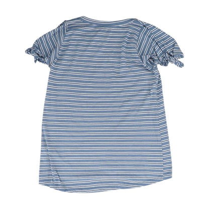 Blue Striped V Neck T-Shirt