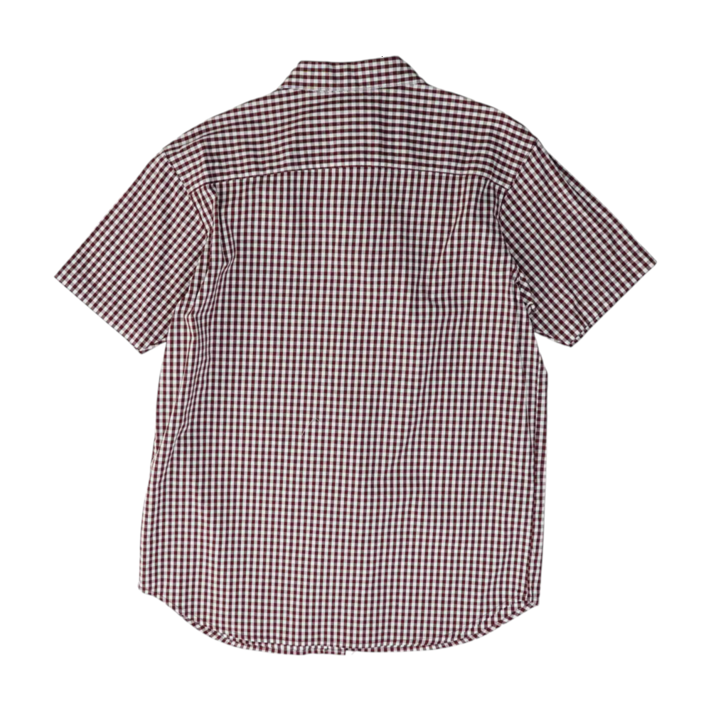 Maroon Check Short Sleeve Button Down