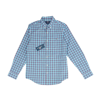Green Plaid Long Sleeve Button Down