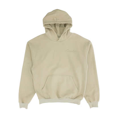 Beige Solid Hoodie Pullover