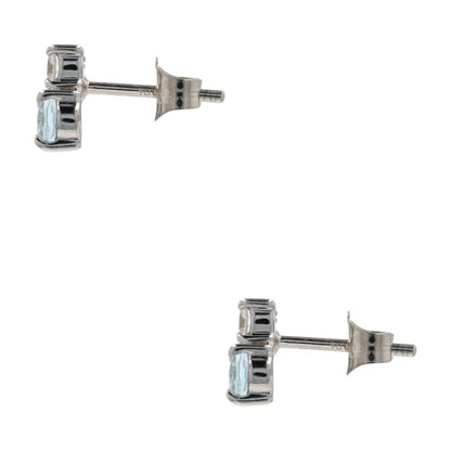 10K White Gold East West Oval Topaz With Lab Grown Diamond Accents Stud Earrings