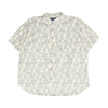 White Print Short Sleeve Button Down
