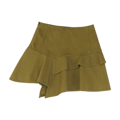 Green Solid Mini Skirt