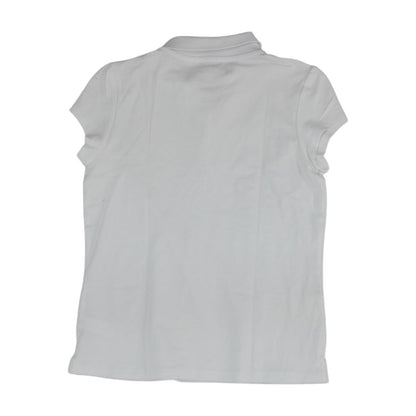 White Solid Polo Knit Top