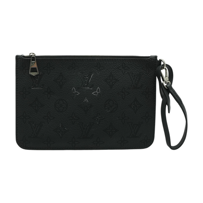 Black Perforated Leather Pouch