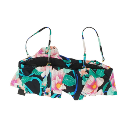 Black Floral Swim Top