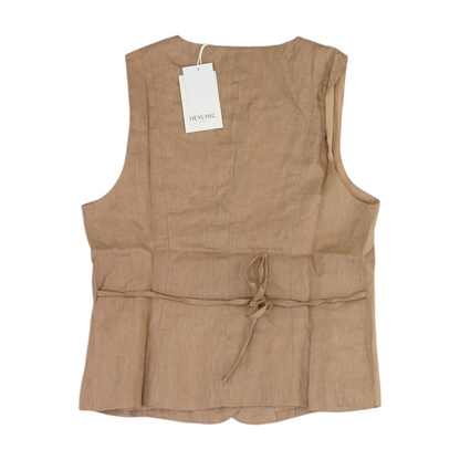 Brown Solid Casual Vest