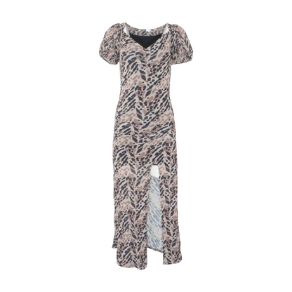 Tan Animal Print Maxi Dress