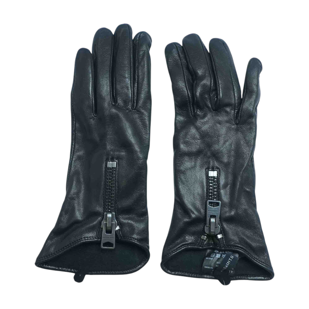 Zadie Leather Zip Gloves in Black