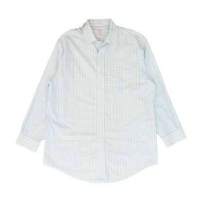 White Plaid Long Sleeve Button Down