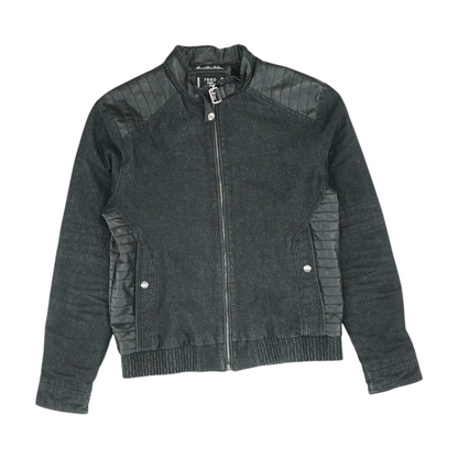 Black Solid Denim Jacket