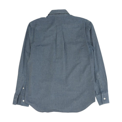 Blue Solid Long Sleeve Button Down