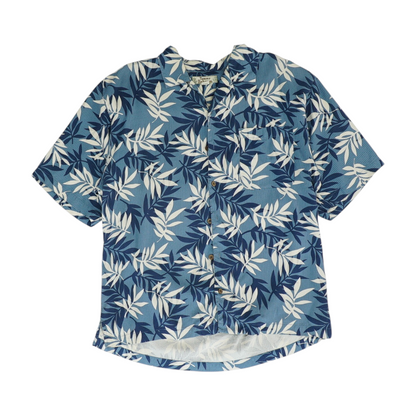 Vintage Blue Tropical Short Sleeve Button Down