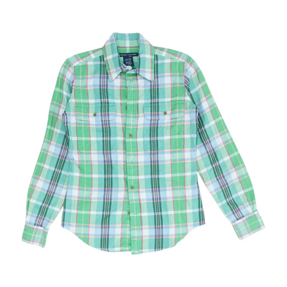 Green Plaid Flannel Button Down