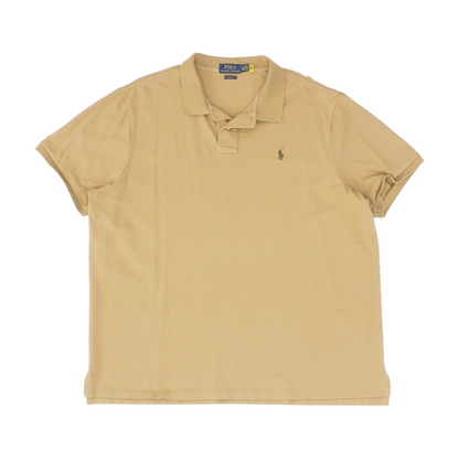 Tan Solid Short Sleeve Polo