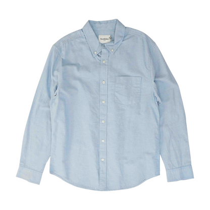 Blue Solid Long Sleeve Button Down