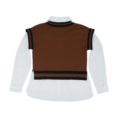 Brown Color Block Blouse