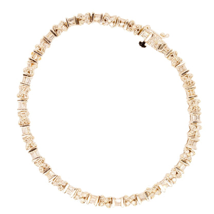14K White Gold Round And Baguette Diamond Tennis Bracelet