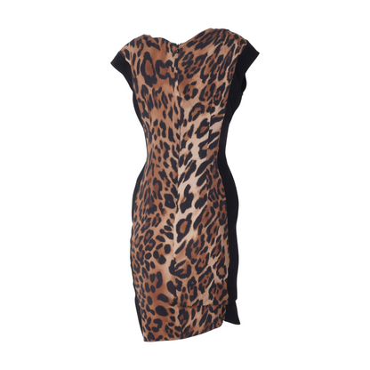 Brown Animal Print Midi Dress