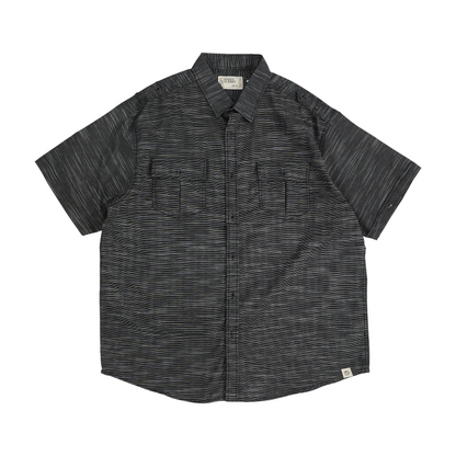 Black Striped Short Sleeve Button Down