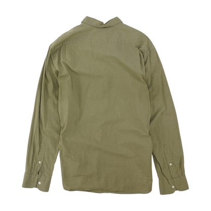 Green Solid Long Sleeve Button Down