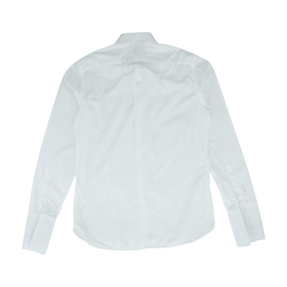 White Solid Long Sleeve Button Down