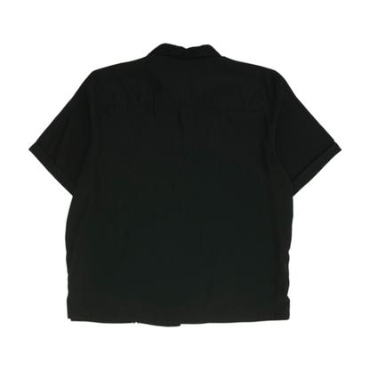 Black Solid Short Sleeve Button Down