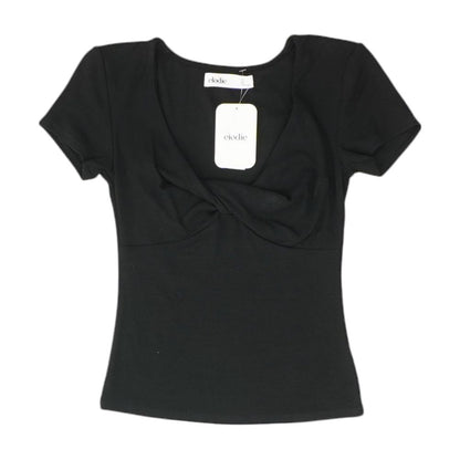Black Solid Knit Top