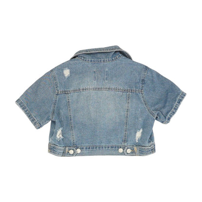 Blue Solid Denim Jacket