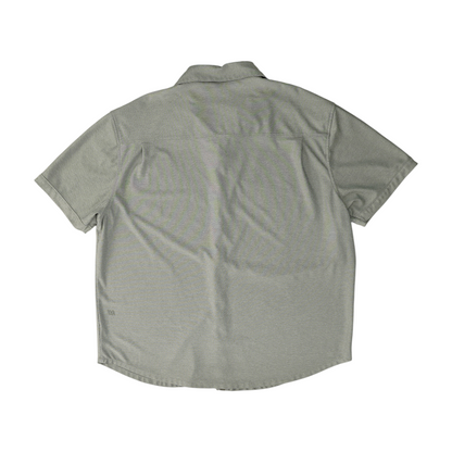 Gray Solid Short Sleeve Button Down