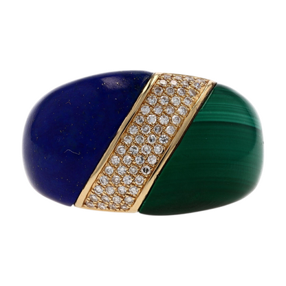 1/6 ctw 14K Yellow Gold Malachite Statement Ring