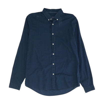 Navy Solid Long Sleeve Button Down