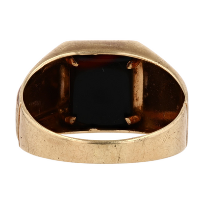 10K Yellow Gold Black Stone Fashion Ring