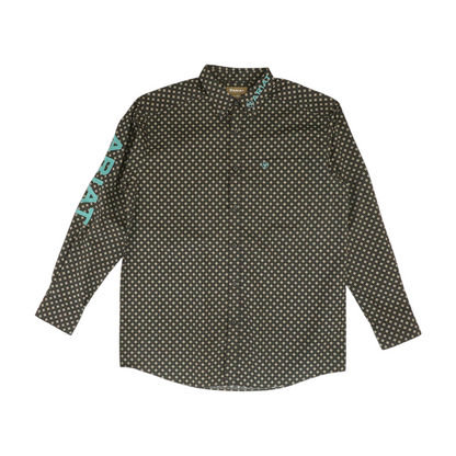 Black Geometric Long Sleeve Button Down