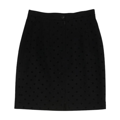 Vintage Black Wool-Blend Polka-Dot Skirt