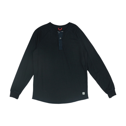 Black Solid Henley T-Shirt
