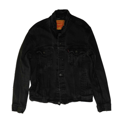 Black Solid Denim Jacket