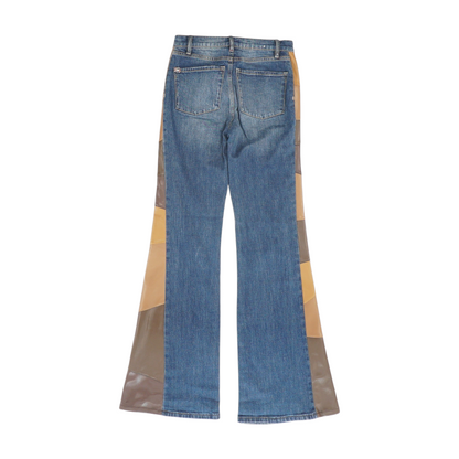 Blue Color Block Wide Leg Jeans