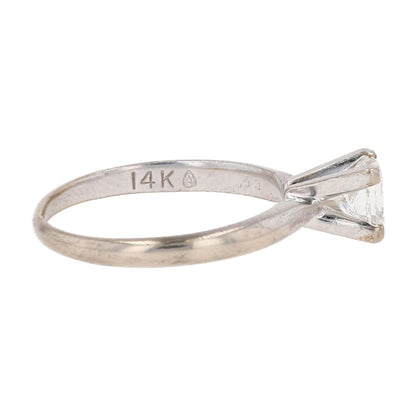 3/8 Ct 14K White Gold Square Diamond Solitaire Engagement Ring