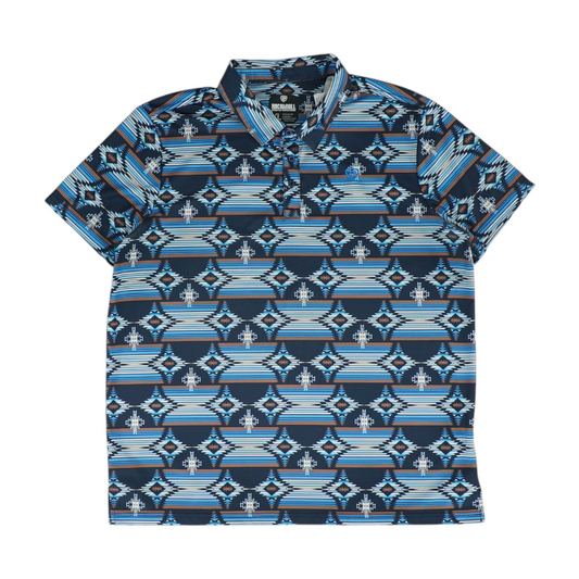 Blue Abstract Short Sleeve Polo