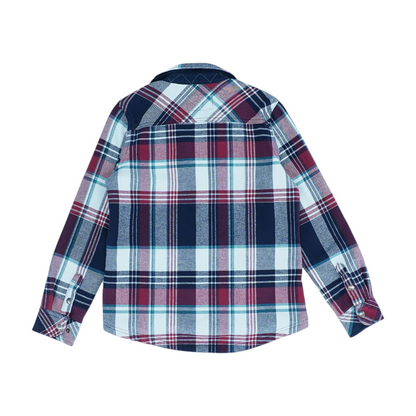 Navy Plaid Flannel Button Down